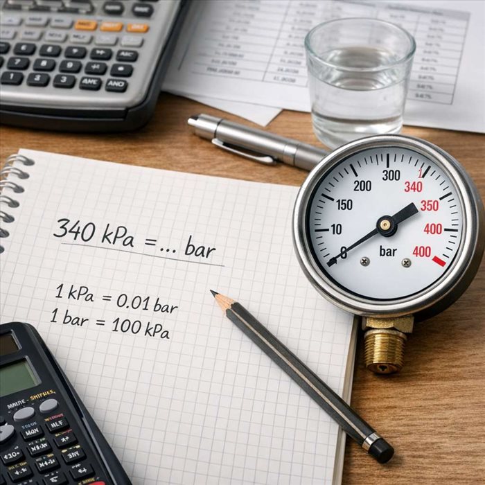 340 kPa en bar : conversion exacte et explications simples